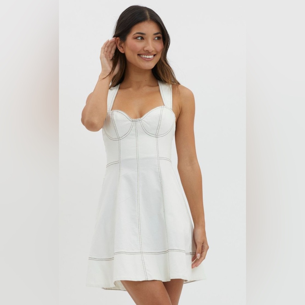 Selfie Leslie White Criss-Cross Back Mini Dress